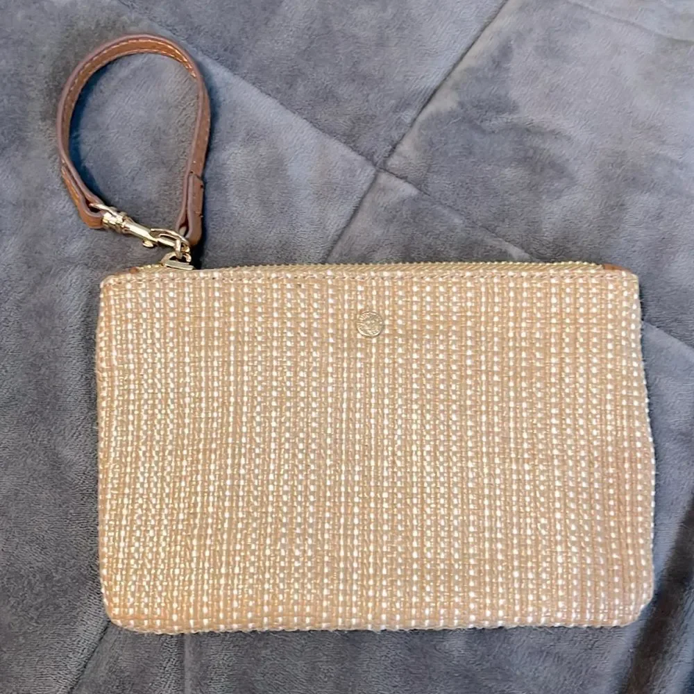 Anne Klein Braided Jute Wristlet Wallet Make-up Pouch Bag